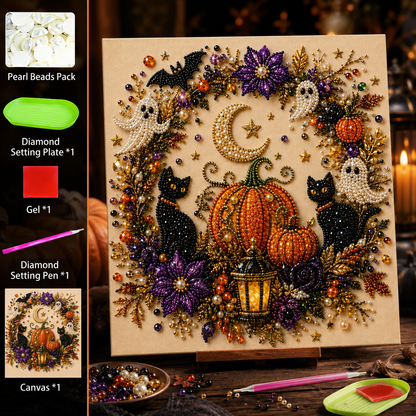💥 Last Day 50% OFF – 2026 New 👻✨ Halloween Pearl Art DIY Kit – Turn Tiny Pearls into Spooky-Cute Magic
