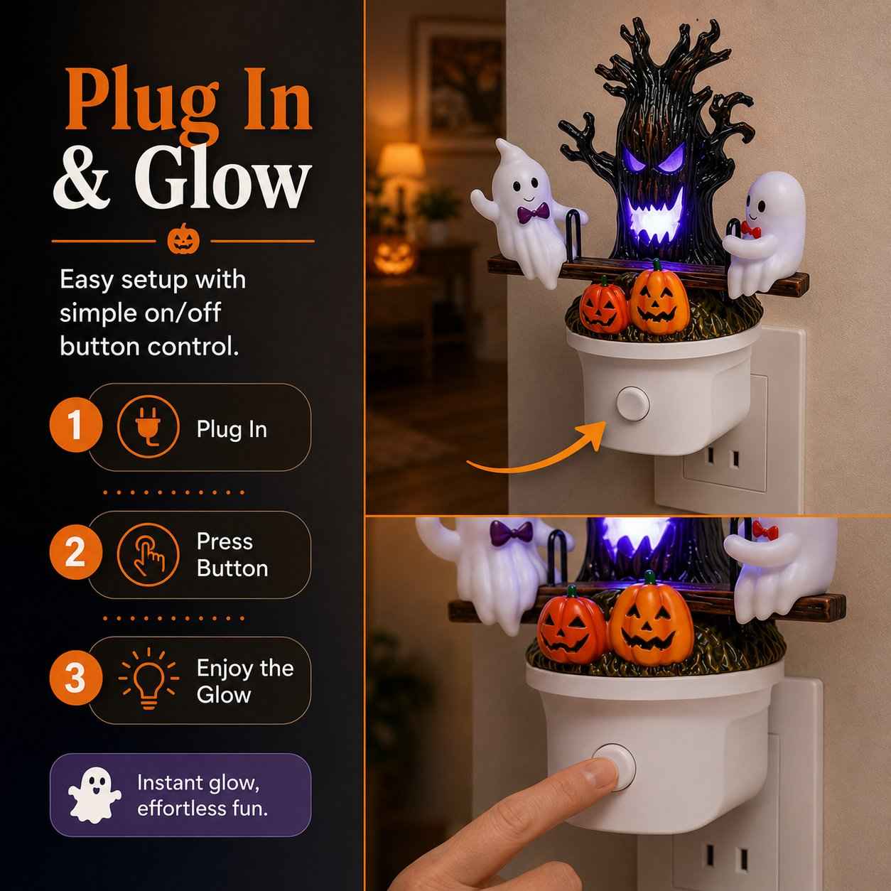 🔥Last Day 50% OFF🎃👻 2026 New Animated Seesaw Ghost Plug In LED Night Light